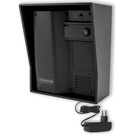 Platine de rue 600 mètres individuelle sans-fil - UltraCOM2 NOIRE 600-SOLO avec visière Noire + transformateur 12V (1/5)