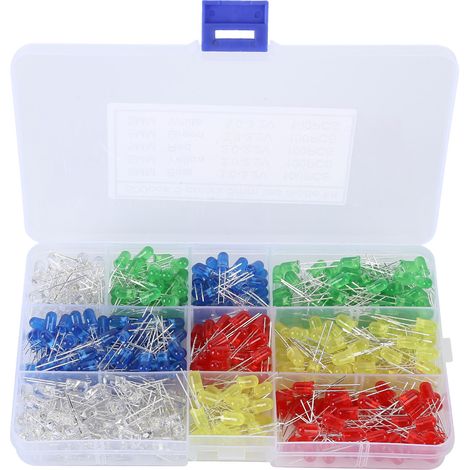 500 LED de 5 mm à tête ronde et pattes courtes, montage en ligne, diodes électroluminescentes ultra-lumineuses (1/5)