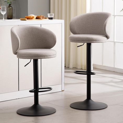 Barhocker 2er Set mit Lehne, drehbar, höhenverstellbar, grau (1/5)
