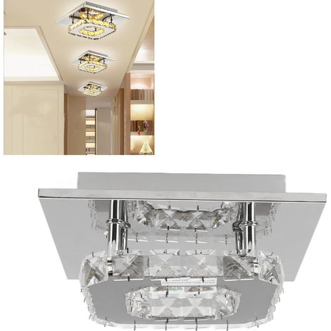 Plafonnier LED cristal à large plage de tension 85-265V, applique carrée pour couloir, éclairage d'entrée, luminaire de balcon minimaliste moderne. (1/5)