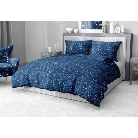 COPRIPIUMINO COSTELLAZIONE Blu in morbida Microfibra Made in Italy Cm. 155X200