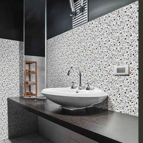 Sticker Mural Carrelage adhésif Cuisine Salle de Bain - 60 STICKERS CARRELAGES TERRAZZO CASTELSARDO - 60stickers10x10cm (1/5)