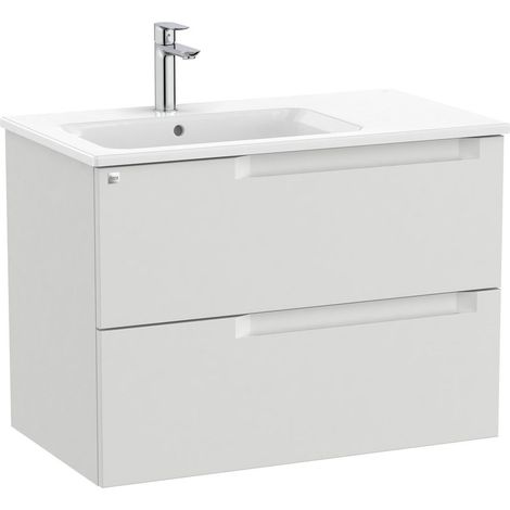 Pack mueble base de 2 cajones + lavabo ALEYDA - ROCA Color: Gris piedra - Medidas: 805x460x565 mm - Posición del lavabo: Izquierda (1/2)