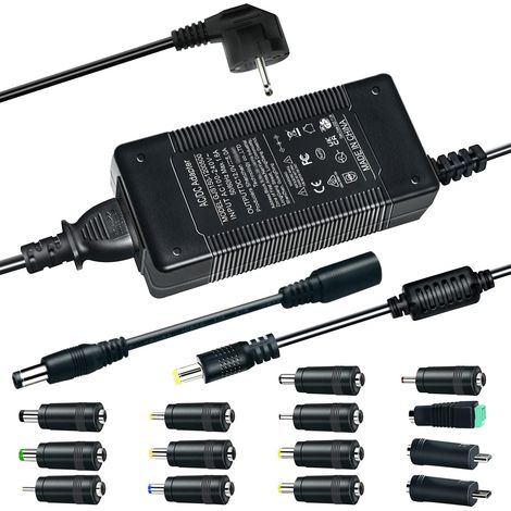 Adaptateur d'alimentation 12V 5A, AC vers DC 3V12V 5A Adaptateur de Chargeur 60W pour Bandes Lumineuses LED, moniteurs LCD, téléviseurs - Prise Euro 5,5 2,5/2,1mm avec 14 adaptateurs de Prise DC (1/5)
