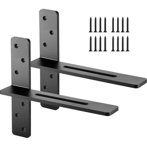 VEVOR Staffe per Mensole Galleggianti a Forma di T, 2 Pezzi, Staffe in Acciaio Massiccio per Mensole, 355,6 x 73,5 x 304,8 mm Capacita di Carico di 90 kg per Supporto da Banco con Viti