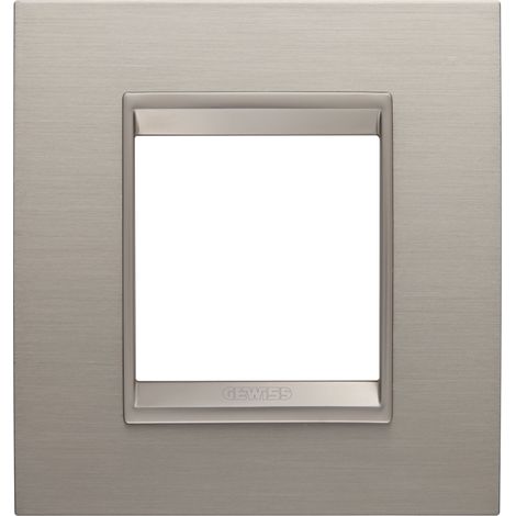 PLAQUE LUX 2P MÉTAL ALUMINIUM BROSSÉ GEWISS GW16222XS