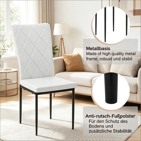 Chaises de salle à manger à dossier haut – confortables, élégantes, pour cuisine, salon, réception & salle d'attente (4 pièces) (1/4)