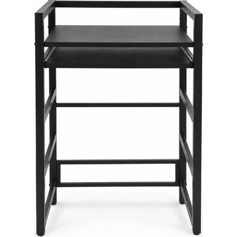 Wolketon Étagère Machine à Laver avec Tablette Coulissante Meuble Rangement Lave-Linge Réglable - Noir (1/5)