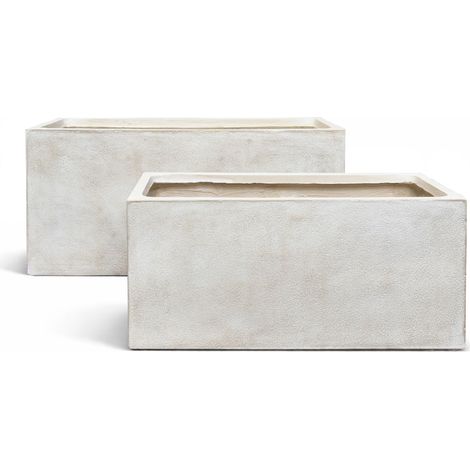 Set de 2 pots rectangulaire en terre d'argile, LAGOS (1/4)