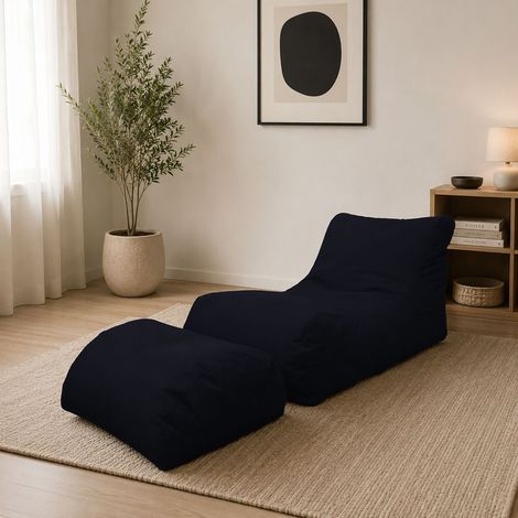 Talamo Italia - Pouf Alton, Poltrona multiuso, Poltroncina sacco, Pouf poggiapiedi, Made in Italy, 120x80 h60 cm, Nero (1/4)