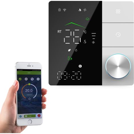 Smart WiFi Bouton Thermostat Smart Life app Eau gaz chaudière Chauffage télécommande Compatible avec Alexa Google Home, Contact Sec (1/4)