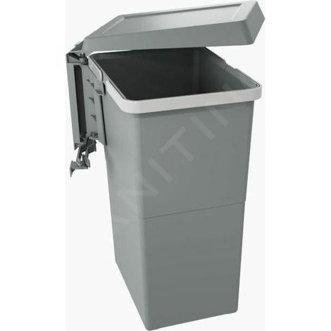 Poubelle de porte à ouverture automatique – Fixation latérale réversible – Bac 24L en polypropylène – Pour cuisine moderne – Elletipi