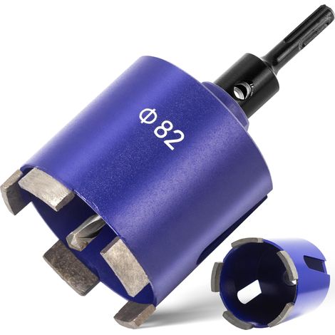 82mm Couronne de Forage Diamantée+Adaptateur M16 SDS-Plus+Foret Pilote+Cale D'extraction,Scie Cloche Diamant avec Segments Soudés au Laser,Carotteuse Beton pour Maçonnerie,Béton,Pierre,Granit (1/5)