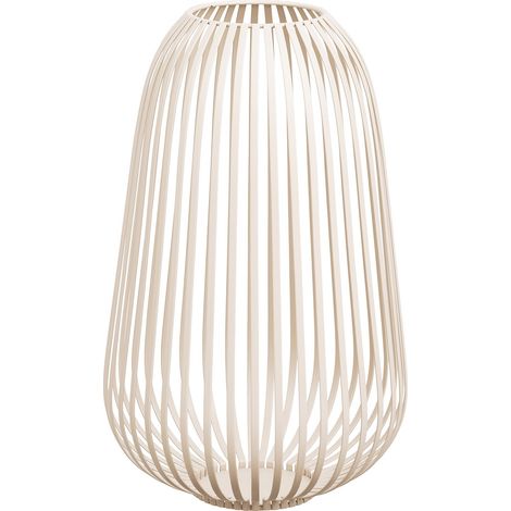 Lanterna Stoense alta in metallo beige a fasce ø24,5x40 cm (1/5)