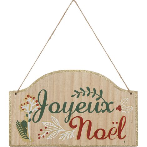 Déco de Noël Pancarte en Bois Joyeux Noël H 33 cm - Feeric Christmas