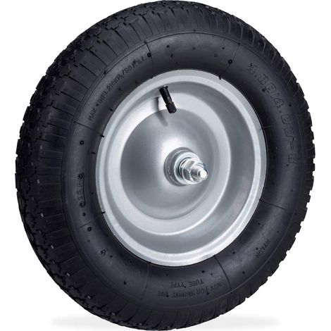 Roue de brouette Caoutchouc 200 kg, Roue de Rechange axe, Jante essieu 4.80 4.00-8, Noir (1/5)