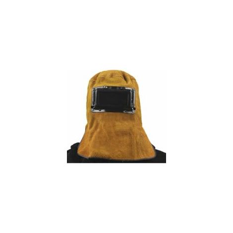 Schweißermaske, Schweißerhelm mit Kapuze, schützender Lederüberzug, komfortable Maske mit Schutzbrille, Augen- und Gesichtsschutz - Crezuo