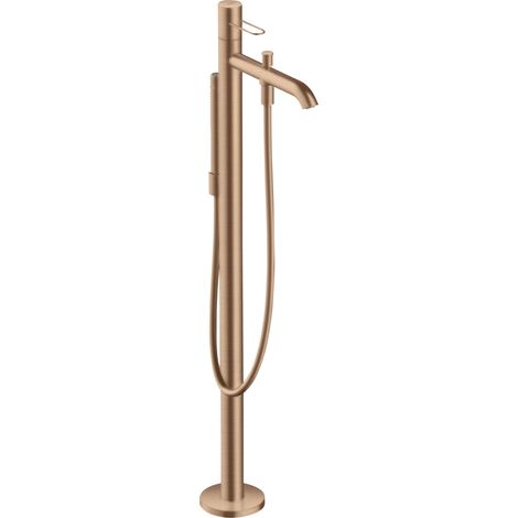 Mitigeur monobloc pour baignoire AXOR UNO, poignée à levier, posé au sol, finition or rouge brossé (1/2)