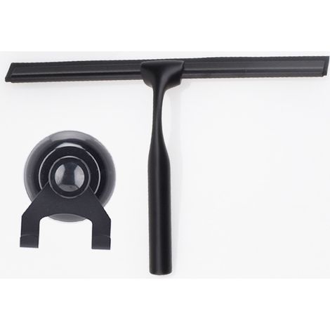 1 pièce, 25 cm, noir. Grattoir de douche en acier inoxydable avec ventouse puissante (1/5)