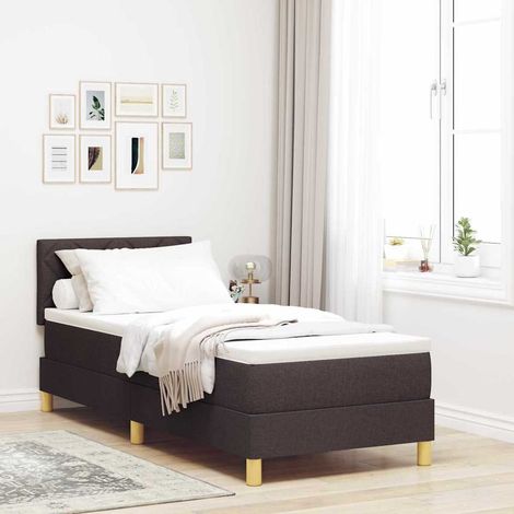 LED Boxspringbett mit Kopfteil Dunkelbraun 80 x 200 cm Stoff