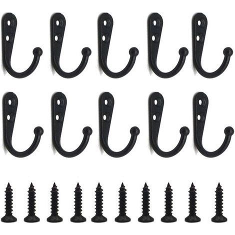 20 Pack Black Wall Hooks with Screws for Hanging Pocket Bathrobe Towel Keys to Save Space (1/5)