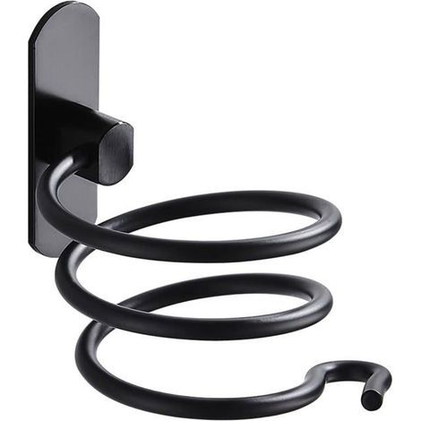 Hair Dryer Holder - Stainless Steel - No Drill Installation - Black - Multi-Functional