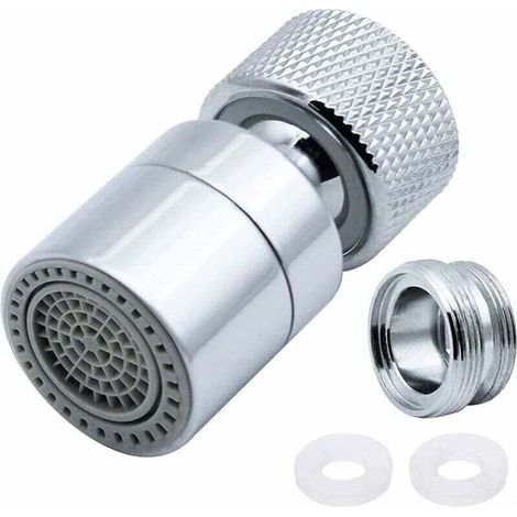 Aérateur de mélangeur en laiton, orientable sur 360°, 2 modes réglables Filtre de mélangeur de cuisine Bubbler avec adaptateur de bec - pour mélangeurs avec becs M22 mâle ou M24 femelle (1/4)