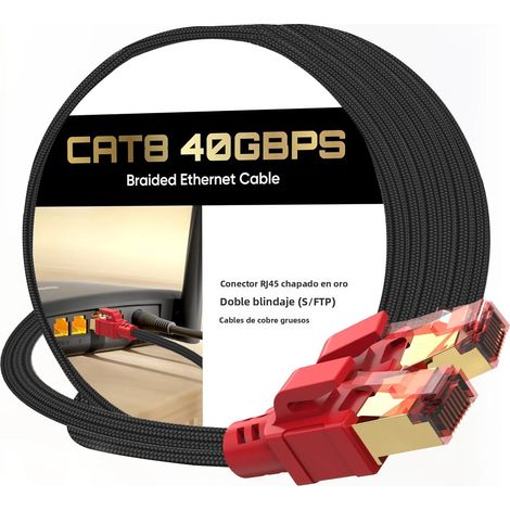 (Câble rond) Câble Ethernet CAT8/Cat7 haute vitesse 40 Gbit/s, adapté aux routeurs et autres appareils. (1/5)