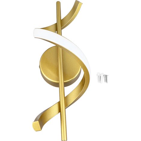 Ortviai Applique murale LED moderne en forme de spirale, 3 modes (blanc chaud/neutre/froid), 18 W, 36 x 13 cm, or (1/5)