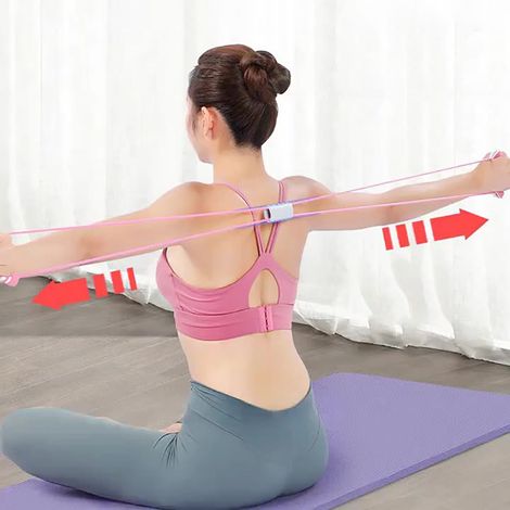 Bande de résistance en forme de 8 pour femmes et hommes, bande de résistance en forme de 8 pour les bras, extenseur de poitrine, bande d'exercice en forme de 8 (1/5)