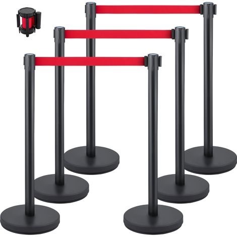 Poteau de Guidage, 6 Pièces Poteaux de Séparation avec 2 m Ceinture Rétractable Rouge, Balisage Lourd Stable en Acier Inoxydable, Barrière de Passage pour Aéroport Banque Séparer des Personnes (1/5)