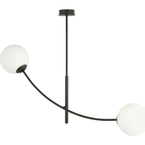 Plafonnier Emibig Hunter métal verre noir opale 2xE14 (1/5)