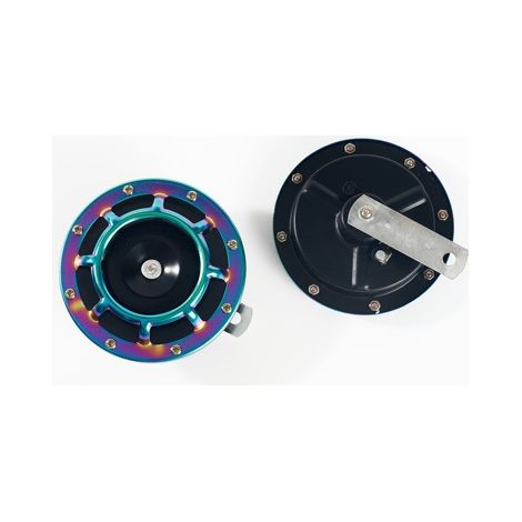 12V Super Loud Waterproof Car Horn, Motorcycle Horn, Colorful Large Bowl Type, Dual-Type Round Horn (1/4)