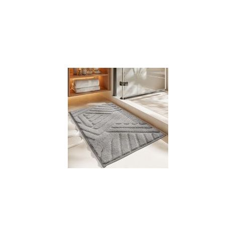 Alfombrilla de baño antideslizante de 40 x 60 cm, color gris, alfombrilla de baño absorbente, alfombrilla de ducha de microfibra suave, lavable a máquina. (1/4)