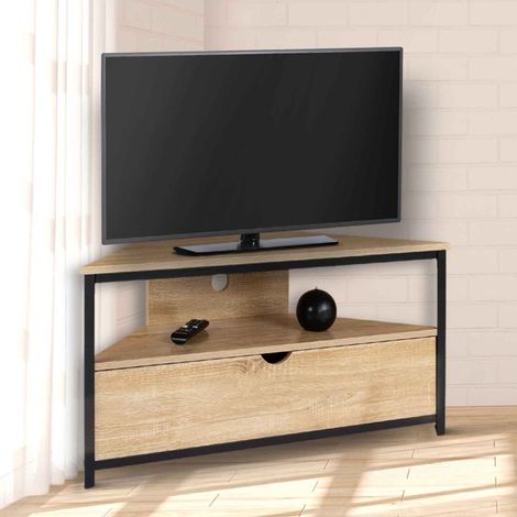 Mueble TV rinconero DETROIT con armario de diseño industrial 100 cm