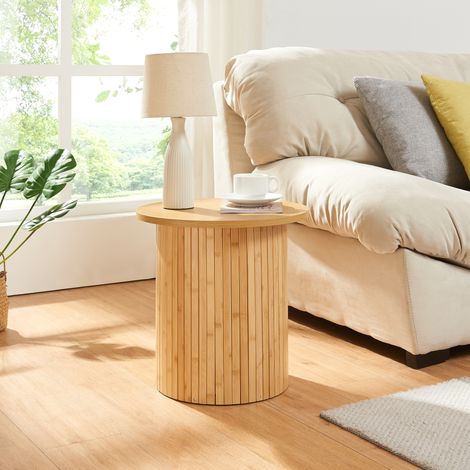 Beistelltisch Ledepid 40xØ40 cm mit überstehender Tischplatte Natur [en.casa]