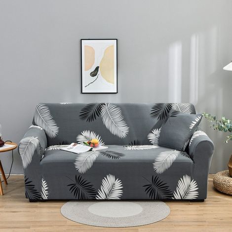 Housse de canapé extensible, housse de canapé élastique universelle antidérapante (3 places, gris printemps) (1/5)