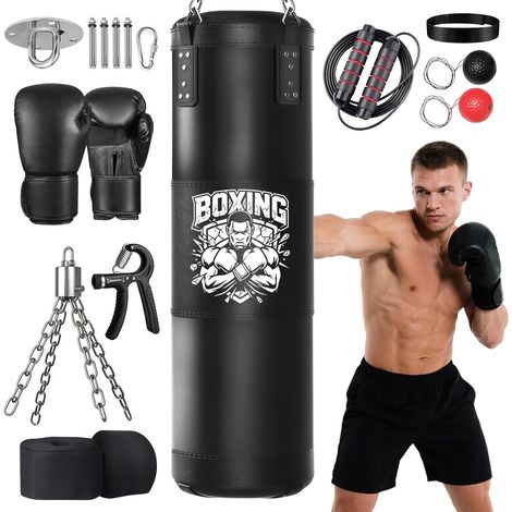 120cm/100cm Sac de Frappe Rempli Adulte avec Gants de Boxe (1/5)