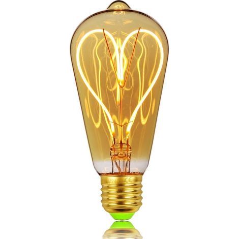 Edison classica ST64 motivo cuore dolce LED filamento vetro ambra 4 W dimmerabile 220/240 V base E27 lampadina vintage (1/5)