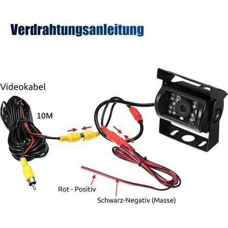 Caméra de Recul Grand Angle avec Vision Nocturne Infrarouge et Câble Vidéo de 10 m - JINFGERNE - Idéale pour Voiture et Camping-Car, Étanche et Facile à Installer