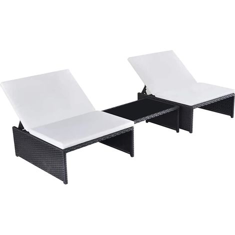vidaXL Sedie da Giardino Reclinabili 2 pz con Tavolo in