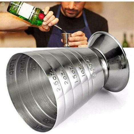 Verre doseur à cocktail en acier inoxydable de 75 ml, 5 cuillères à soupe, pour cocktail (1 pièce) (1/4)