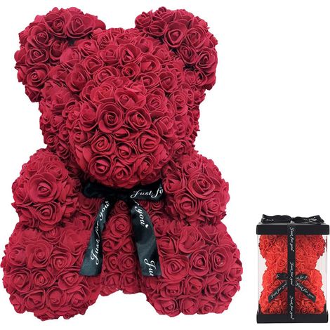 Cadeaux de Saint-Valentin pour elle, ours en peluche rose, ours en peluche rose rouge foncé (1/5)