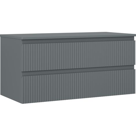 Mexen Rivel Badezimmerschrank für Waschbecken 100 cm mit Arbeitsplatte, 2 Schubladen, geriffelt, Graphit matt - 91A20-10047-2-B (1/5)