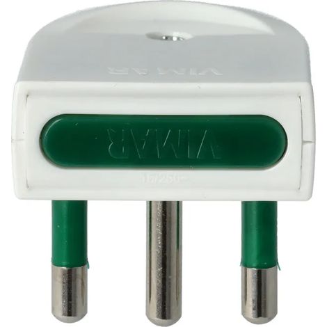 VIMAR 00204.B - Spina 2P+T 16 A 250V standard italiana, tipo S17-SPB17 con spinotti orientabili, bianca, Vimar SUPER NOVA