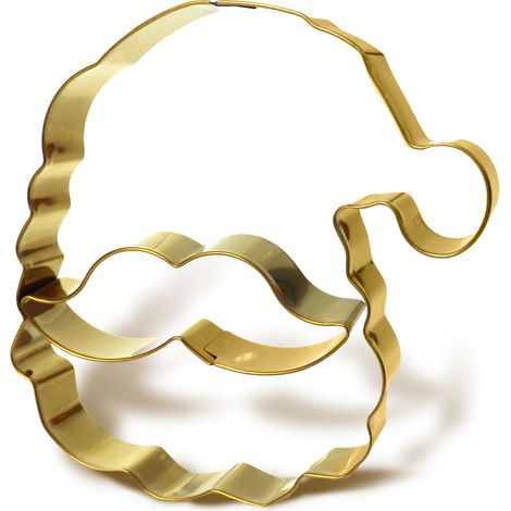 Zenker Set di 2pz taglia biscotti forma Babbo Natale, materiale in acciaio inossidabile colore oro, lavare a mano, dimensione 11 x 11,5 cm Baffi 8 x 3 cm (1/5)