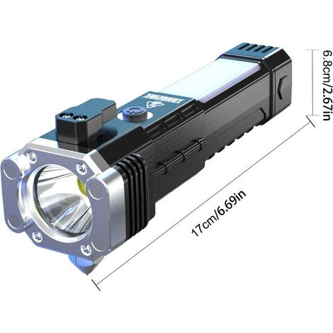 Nazalus-Heißer Verkauf – 2 Stück Taschenlampen, hohe Lumen, magnetische Multifunktions-Autowerkzeuge mit Auto-Sicherheitshammer-Taschenlampe, wasserdichte Taschenlampen/Fensterheber/Auto-Werkzeug