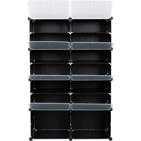 7-Tier Portable 28 Pair Schuhregal Schuhschrank Organizer 14 Grids Tower Shelf Storage Cabinet Stand Expandable for Heels, Boots, Slippers, Black (1/5)