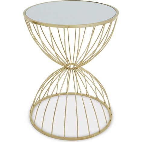 Interiors by Premier Unique Hourglass Mirrored Top Gold Frame Side Table, Versatile Sidetable By Couch, Functional Corner Table (1/5)