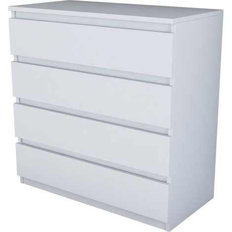 Cómoda Gorle, 4 cajones, apertura deslizante, cierre deslizante, 80x47x98h cm, blanco